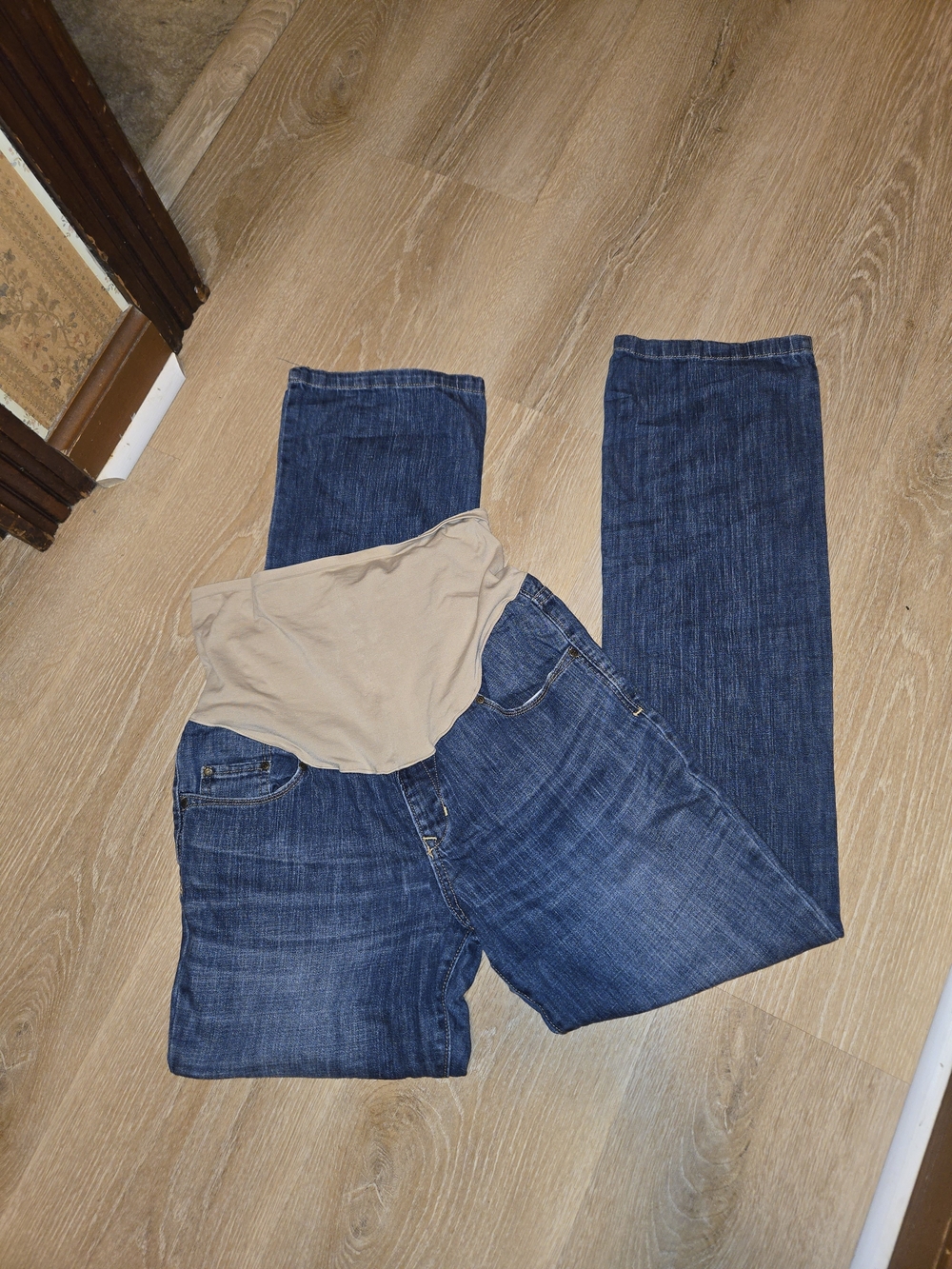 Old Navy Dark Blue Maternity Jeans with Beige Panel